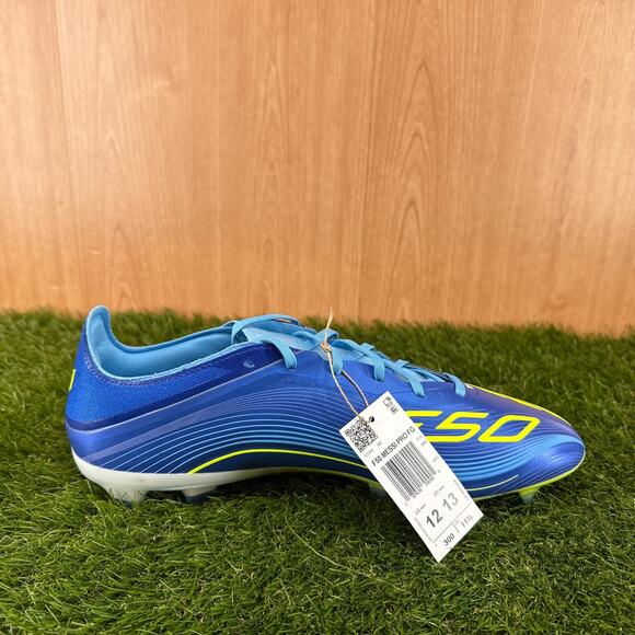 Messi x adidas F50 Pro FG Royal Blue Solar Yellow Cleats JQ7953 Men\'s Size 12